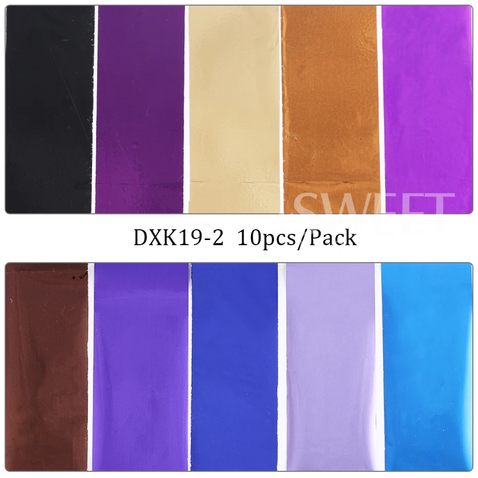 10pcs 금속 네일 전송 포일 거울 골드 실버 보라색 별이 빛나는 종이 젤 폴리쉬 전송 스티커 DIY 패턴 매니큐어 장식