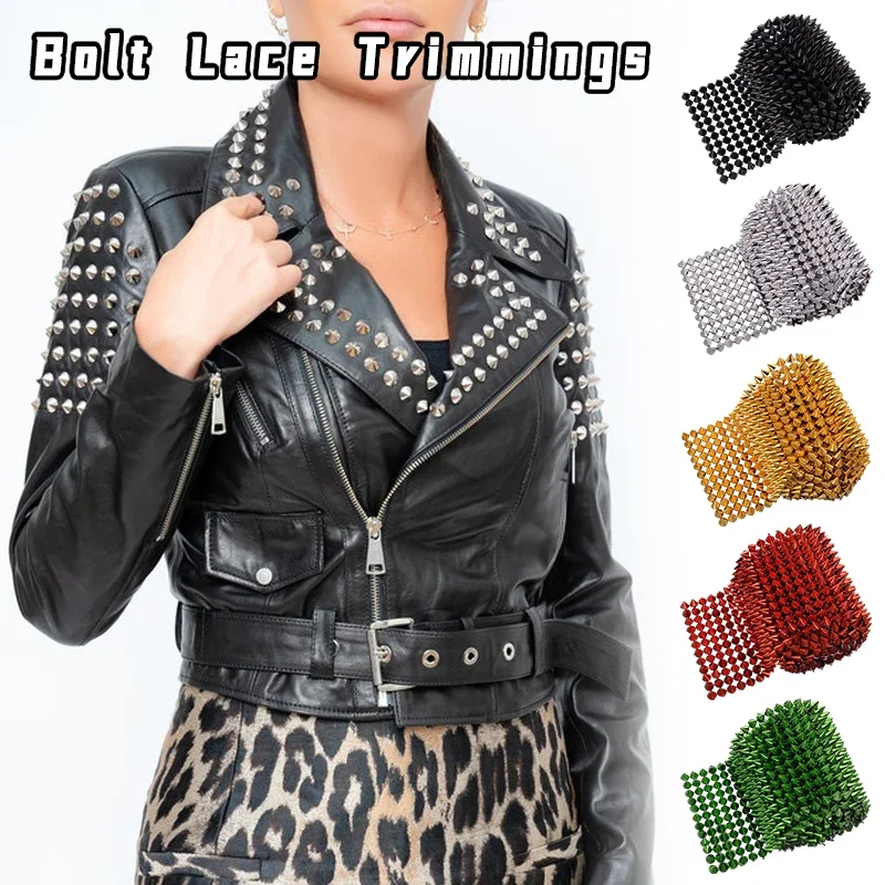 

1yard 12-Row Conical Rivet Trim for DIY Clothing Decoration UV-Plated Rhinestone Lace Sewing Knitting Accessories Cool
