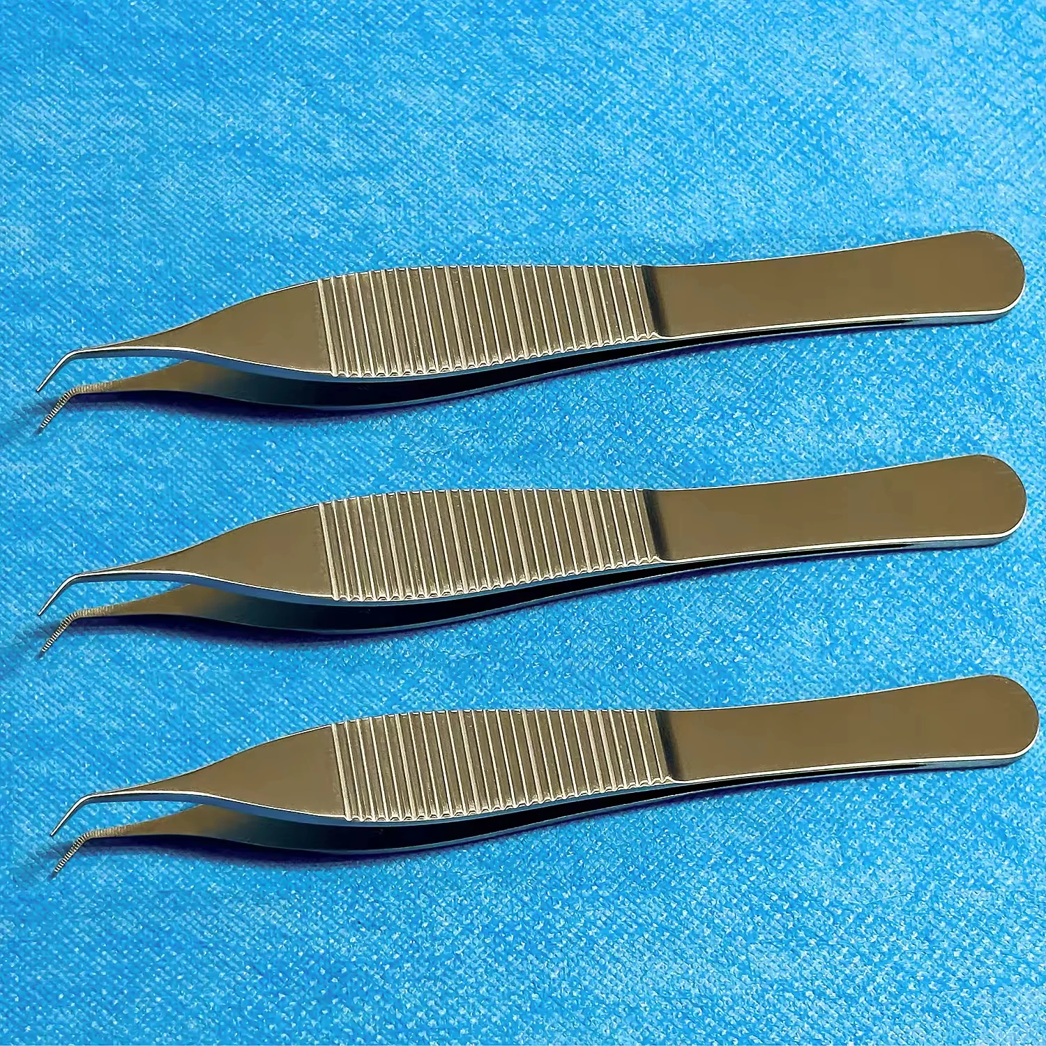 Stainless Steel Curved Teeth Tweezers Extracting Forceps Fue Hair Transplant Forceps with Fine Serrated Teeth