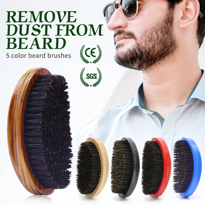 Cepillo Para Cabello 360 Curve Palm Wave Brush for Men Soft Boar Bristle Beard Brush Wood Beard Comb Brosse Poil De Sanglier