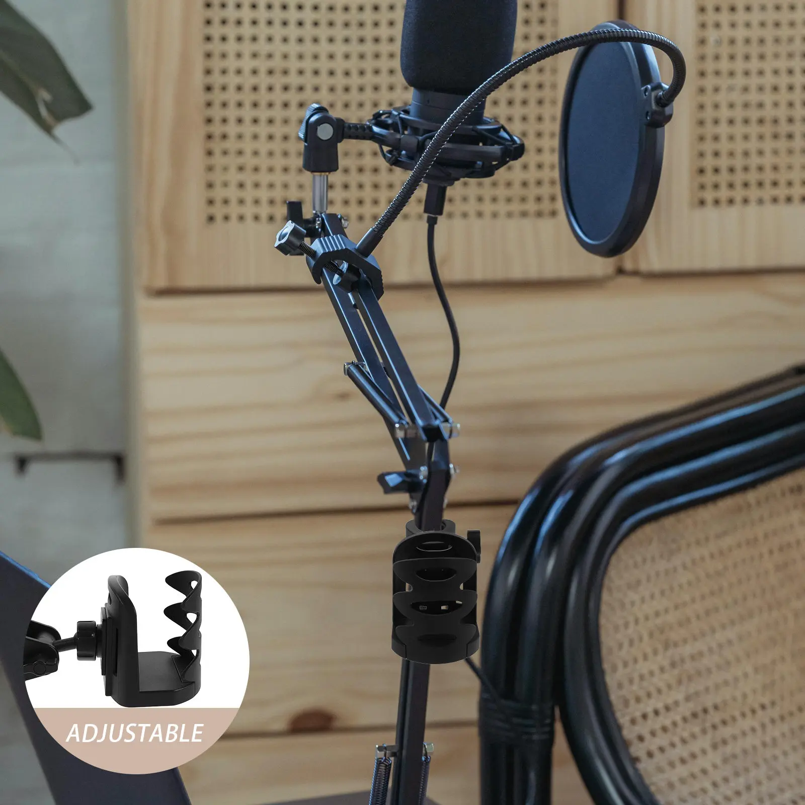 Clamp- Multifunctional Drink Holder for Music Mic Stands Adjustable Stable Water Bottle Cup Holder for Stage Performers