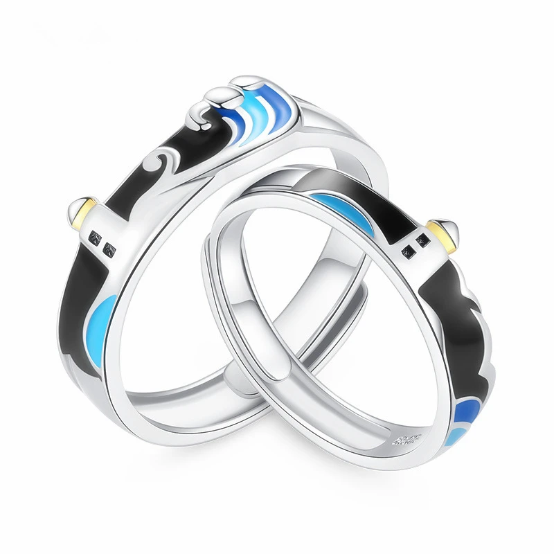 Sole Memory Watch Lighthouse Seagull Spray Silver Color Resizable Opening Ring For Women Luxury Jewelry SRI523