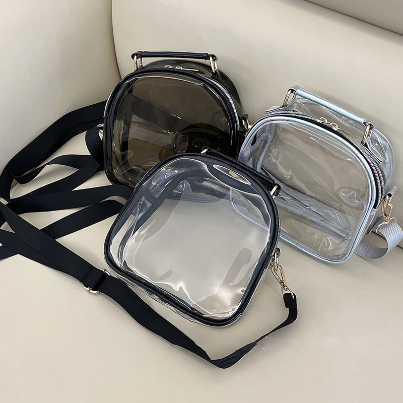 Transparent Shoulder Crossbody Bag Trendy Mini Portable Clear Messenger Handbag Phone Purse