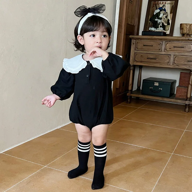 

Весенне-осенний новый детский комбинезон для девочек в западном стиле с большим воротником, модный и красивый, 2026