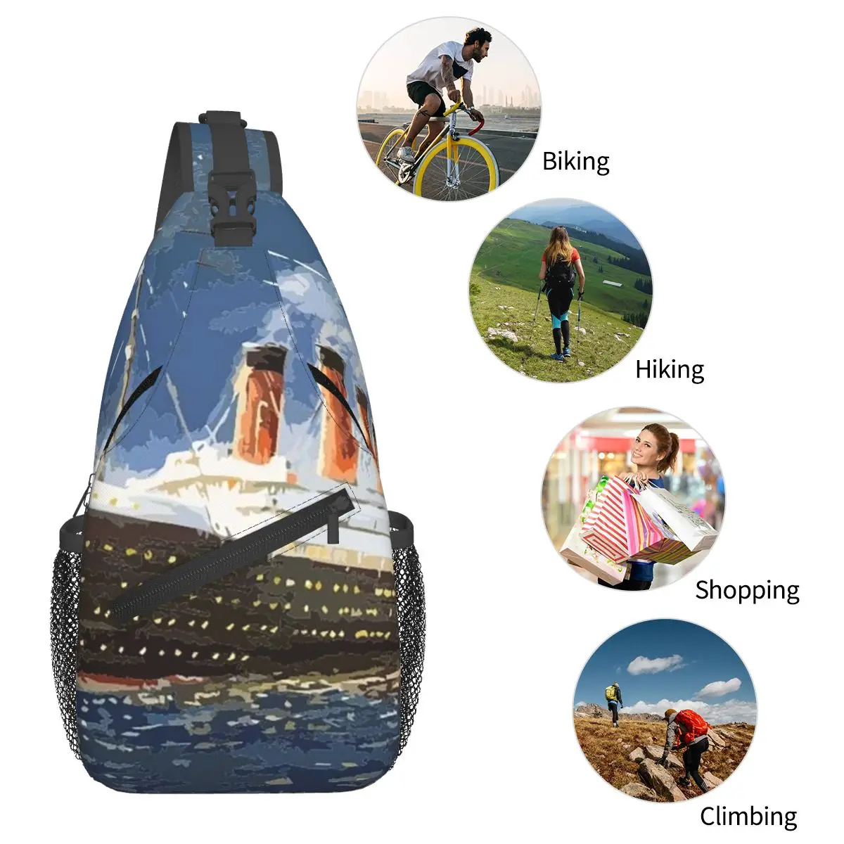 The Most Popular Ship Of All Times, Titanic. Sling Backpack Sling Bag Hiking Chest Bag Daypack Crossbody Backpack Shoulder Bag