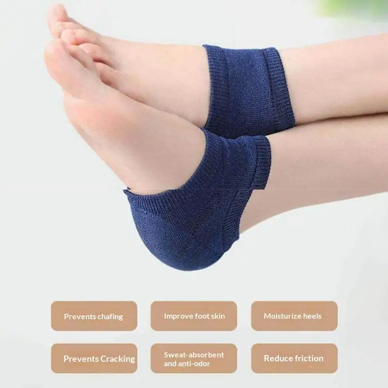 Advanced Gel Heel Protectors for Dry Cracked Skin - Instant Pain Relief & Deep Moisturizing - Anti-Crack Silicone Heel Socks for