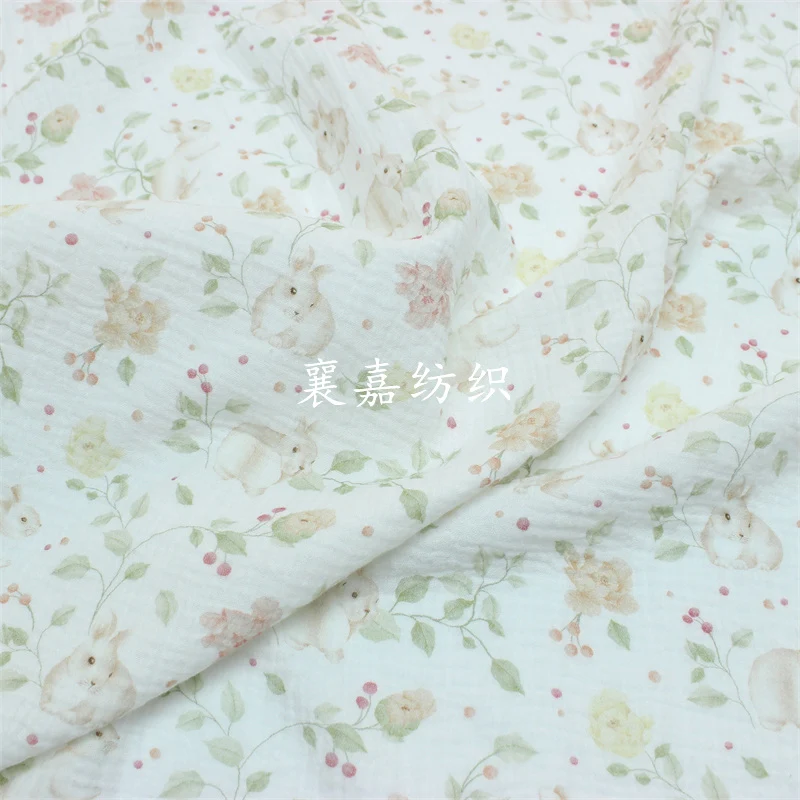 Rabbit Double-Layer Cotton Gauze Crepe Fabric, Spring/Summer Air Conditioning Blanket Small Quilt Children\'s Clothing Clothh