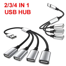 5VUSB Hub Extensions 4 Port Type C Hub USB Splitter Data Transmission High Speed OTG Adapter For Computer Xiaomi Macbook Pro Air