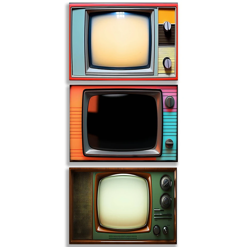 

TV Art, Retro TV, Old TV, Retro Wall Art Canvas Painting Poster Living Room Home Decor