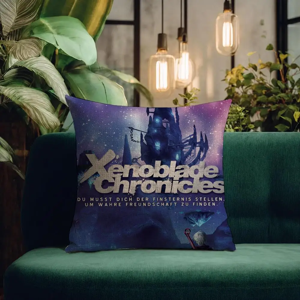Game Xenoblade Chronicles Cushion Cover Natural Linen Pillowcase Set Cushion Cover for Sofa Bedroom Chair