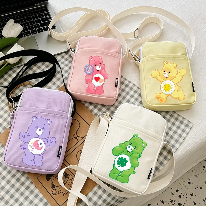 Anime Care Bears Schultertasche Damen Reise-Handytasche Mädchen Outdoor-Sport Umhängetaschen Studenten Mode-Geldbörse Geschenk Bestseller