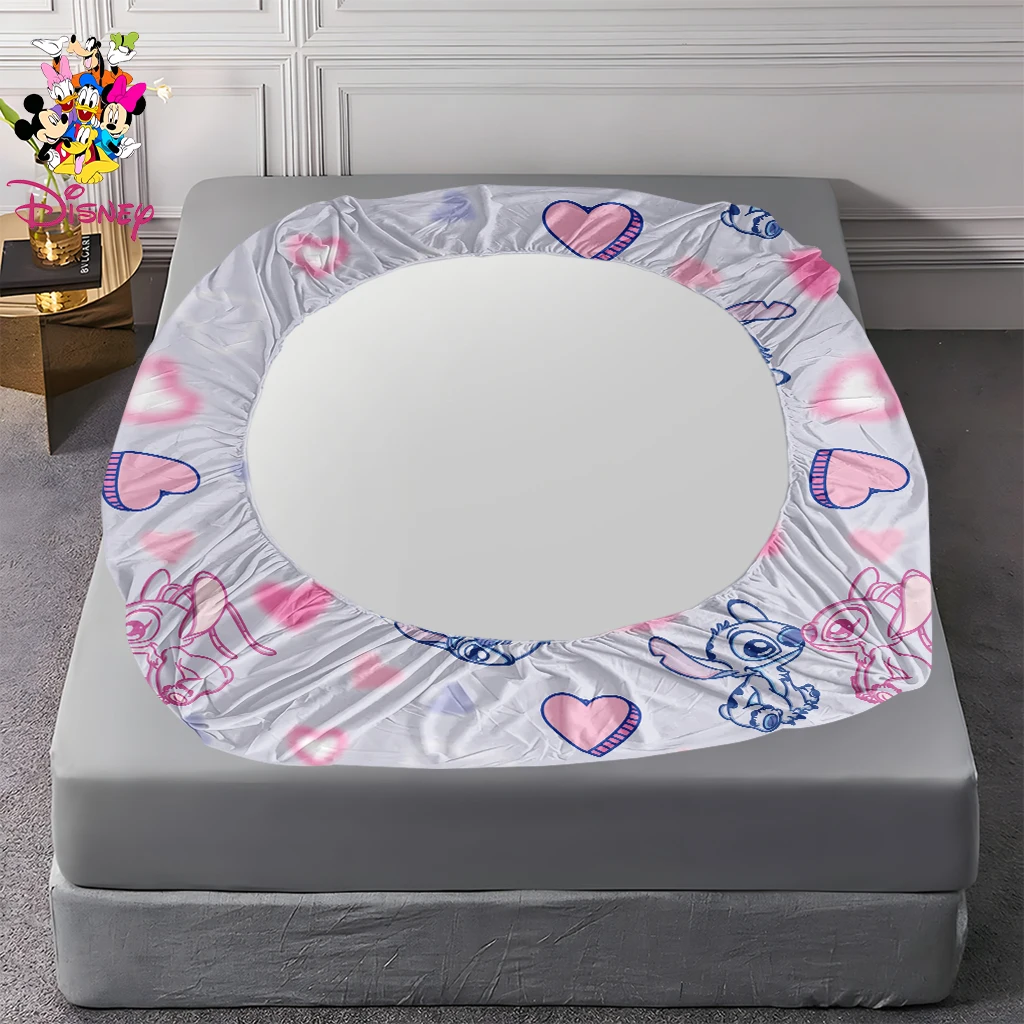 2/3 قطعة ديزني غرزة القلب المجهزة ورقة مجموعة الوردي والأزرق الكرتون طباعة مرونة المجهزة غطاء مرتبة ، مقاومة للتجاعيد