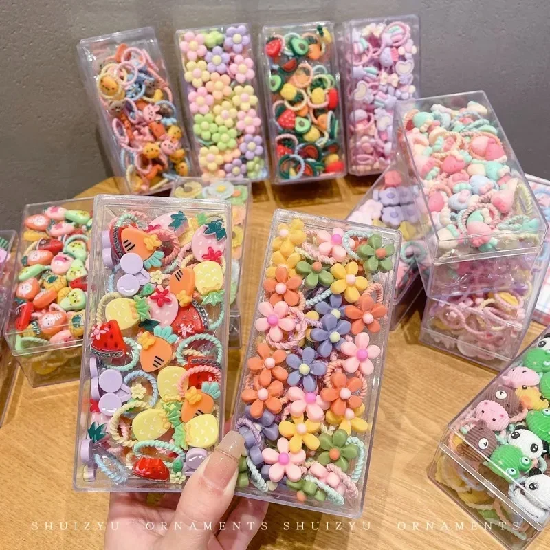 30pcs Children's Thumb Hair Rings High Elasticity Braids Rubber Bands for Babies Non Harmful Cartoon Headrope Cute Accessories