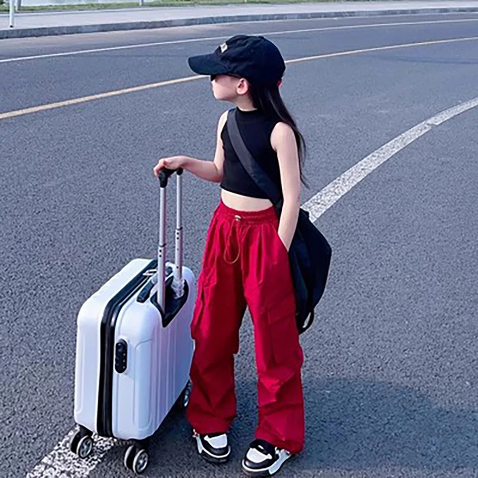 Comfortable Stylish Kids Everyday Versatile Casual Work Pants Unisex Straight Leg Design and Dance Elastic Waistband Kids Pants