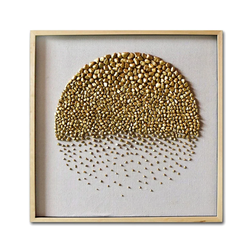 Modern Wall Decor Handmade Golden Natural Stones Wall Art for Hotels