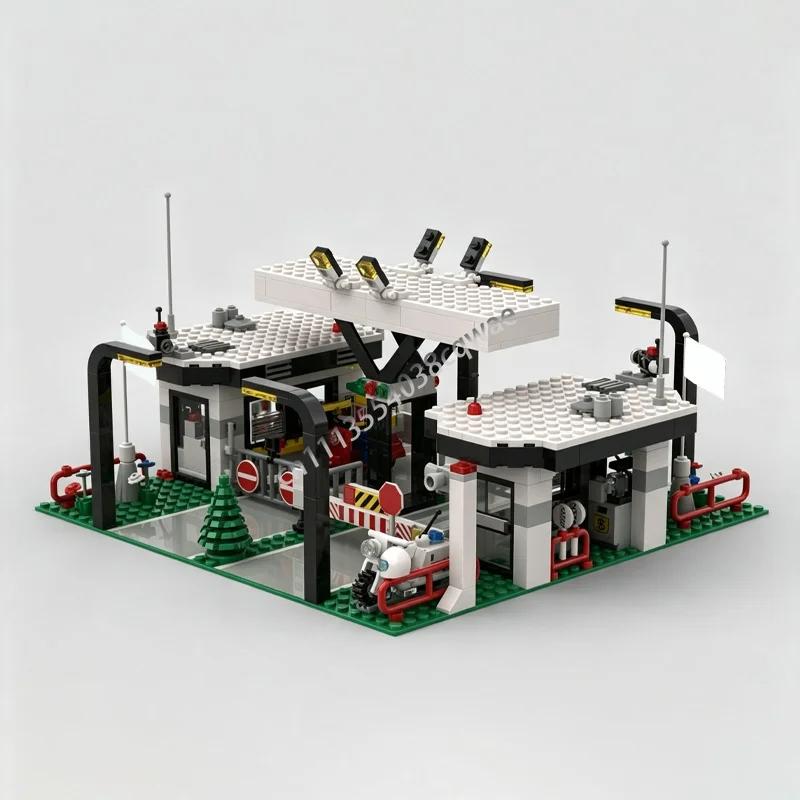 469 Parts Security Division Toll Station MOC Model Custom Puzzle DIY Assembly Creative Building Blocks Toy Display Special Gifts