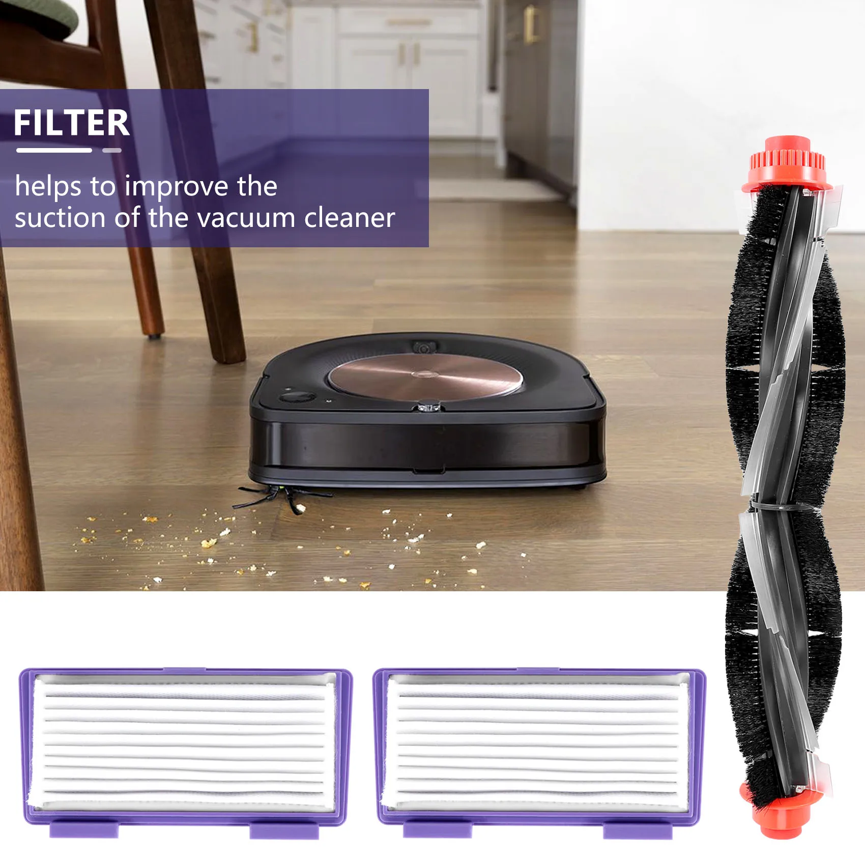 1 stücke ersatz combo roller pinsel + hepa filterx2 für neato XV-21 xv signatur pro XV-11 XV-12 XV-15 gekrümmten combo roller bürsten