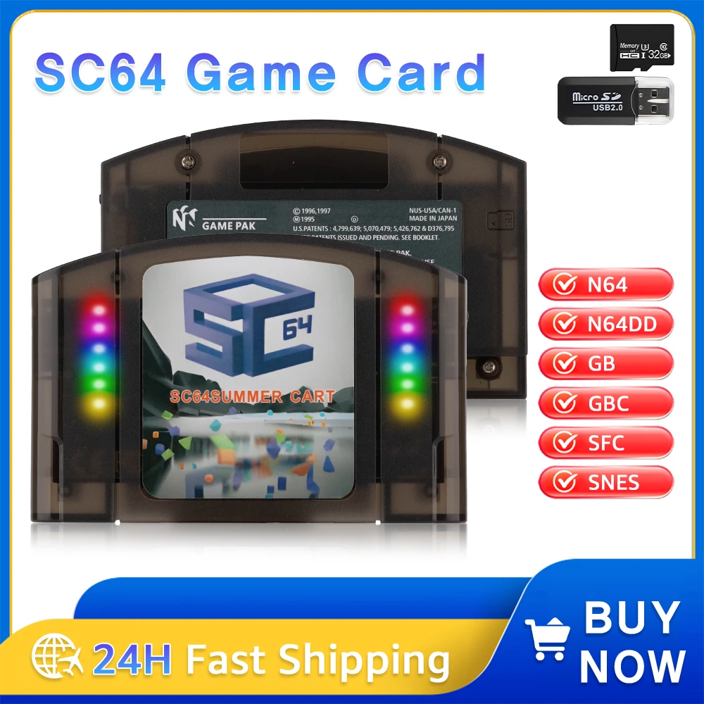

Летняя тележка 64 SC64 5600 Games in 1 Open - Source Cartridge 32 ГБ TF-карта в комплекте 64DD Games Support N64 Games для Nintendo 64