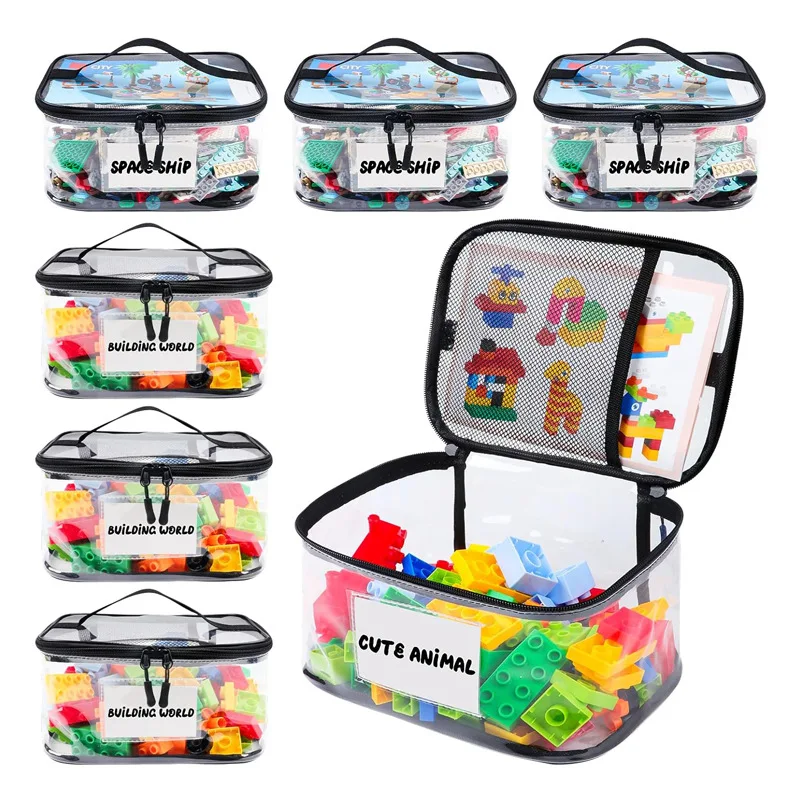 Building block storage bin, parts sorting storage box, toy storage bag, tote bag transparent pouch storage organizer for storage
