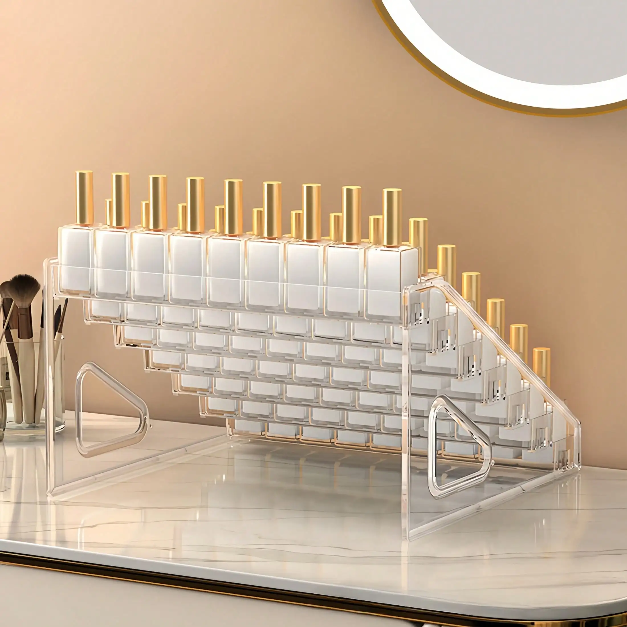 3/5/7-Layer Easy-Assemble Transparent Rack for Nail Polish & Cosmetics Storage