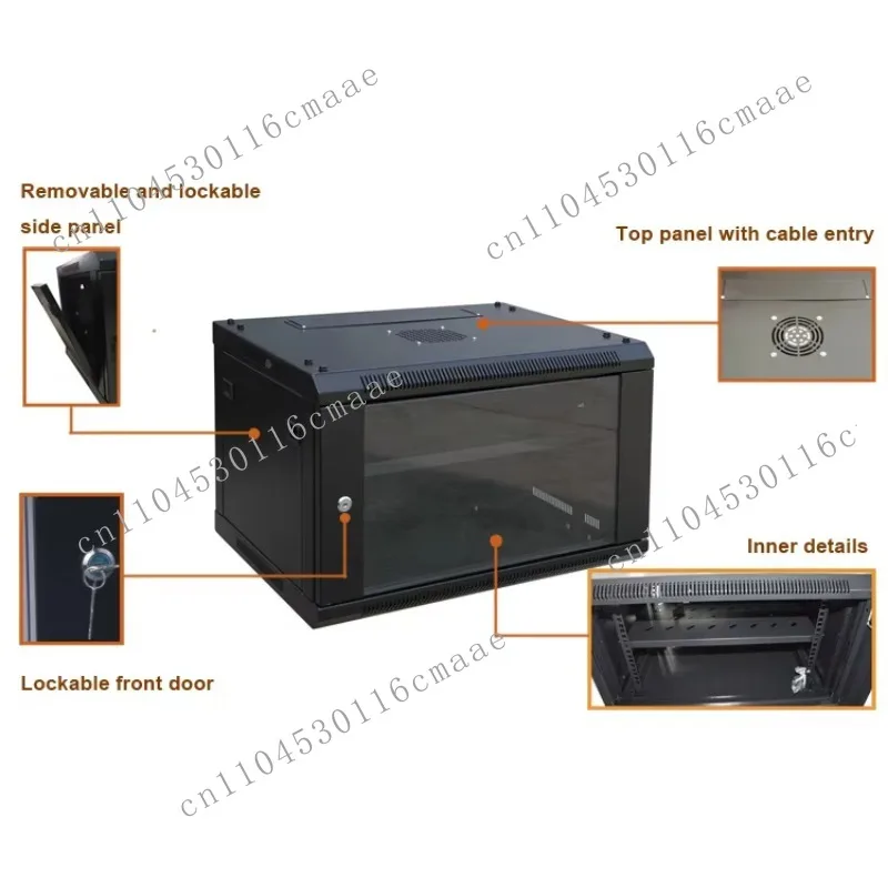 19-Inch Rack Cabinet, Glass Door 600mm Depth, Network Cabinet 6U/9U/12U Model, Stainless Steel Material, Rack Tray
