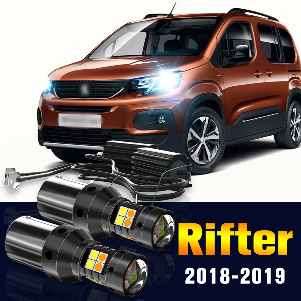 

2pcs LED Dual Mode Turn Signal+Daytime Running Light DRL Lamp For Peugeot Rifter 2018-2019 Accessories