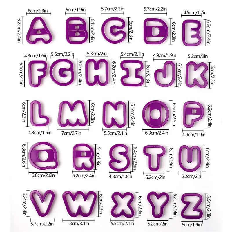 A-Z Buchstaben-Keksformen Fondant-Kuchendekoration Werkzeuge 26-teilig Große Alphabet-Ausstechformen DIY Gebäck Backen Kuchenstempel Prägewerkzeug – Detail 2