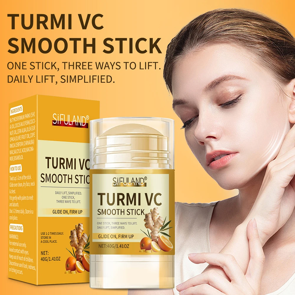Turmeric V/C Soothing Stick Turmeric Vitamins C Face Neck Cream Stick Brightening Hydrating for All Skin Types