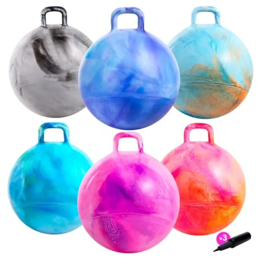 

ZOOJOY 6pcs Hopper Balls for 3-8 Inflatable Clouds Bouncy Ball with Handle Sit on Hopping Toy for Indoor Outdoor Sport School T