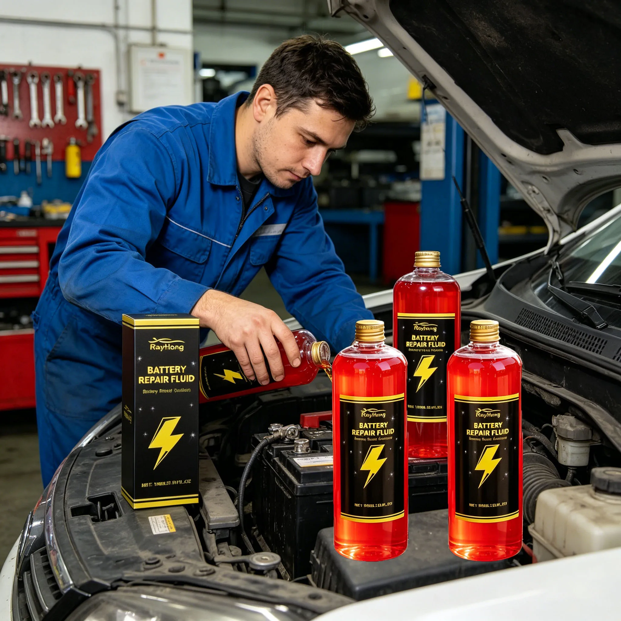 Electric Vehicle Battery Repair Fluid Activation Battery Potential Increase Life Improve Vehicle Start Speed Battery Fill Fluid