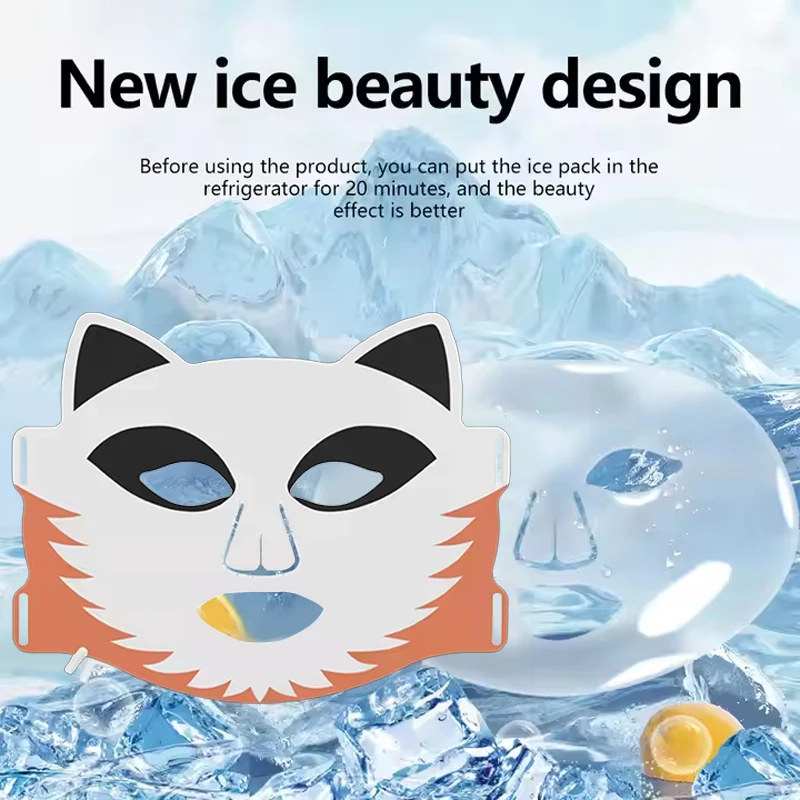 赤色光マスク内蔵バッテリーフェイスマスク 3 色 USB プラグ 460NM 590NM 630NM 850NM アイスフェイシャルイエローブルー LED 赤色光療法