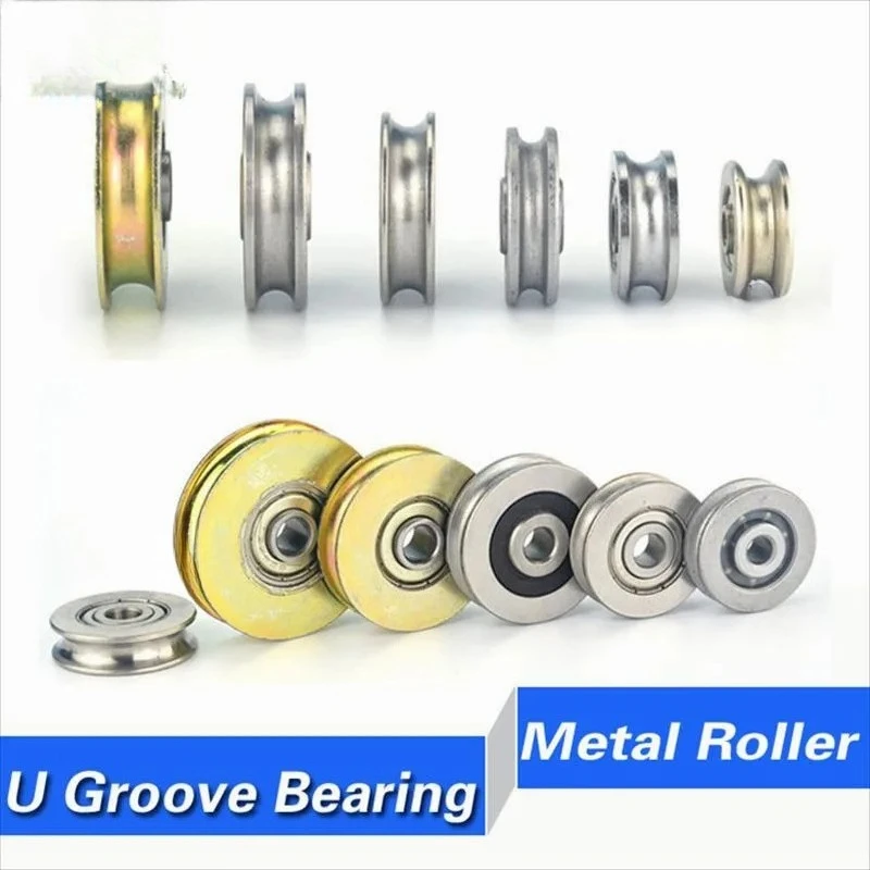 ثقب داخلي 3mm4mm U الأخدود معدن الفولاذ المقاوم للصدأ سلك حبل الأخدود بكرة تحمل عجلة معلقة الأسطوانة