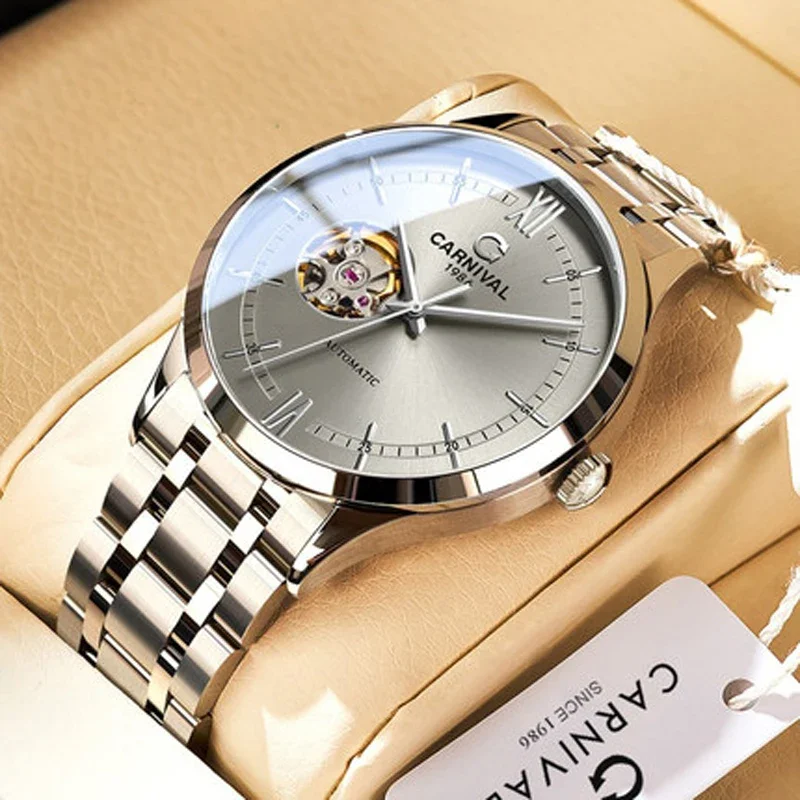 Iw carnaval masculino relógios de pulso mecânicos movimento automático espelho de safira ultra-fino simples impermeabilização relógio de luxo para homem