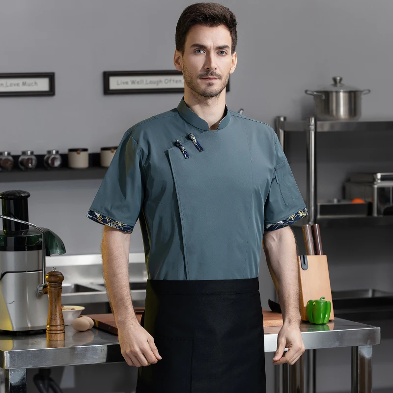 Men Professional Chef's Jacket Comfortable Stretch Restaurant Uniform Bakery Waiter Working Coats Delicate Kitchen Overalls