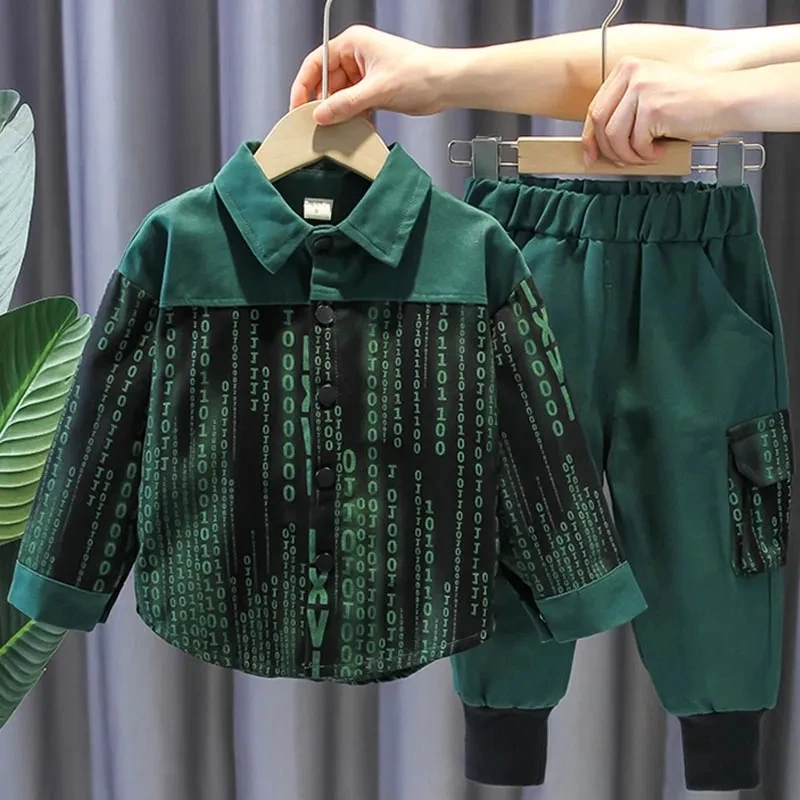 Conjunto de camisas coreano infantil, top e camiseta bonito, bebê e menino, novo, 2 peças para primavera e outono