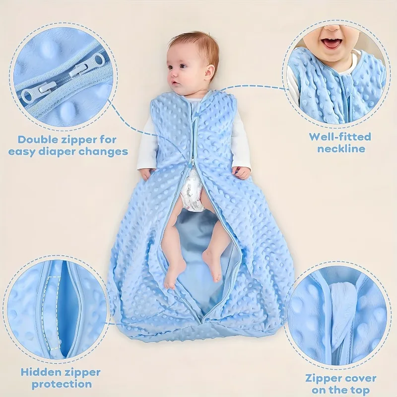 Baby Sleeping Bag Soft Sleeveless One Piece Two Way Zipper Perfect for All Seasons  Suitable for 0 to12 Months Baby Boys Girls