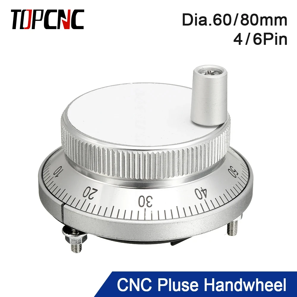 

TOP CNC Pulser Handwheel 5V 60mm 80 100PPR Manual Pulse Generator hand wheel Machine Rotary Encoder Electronic 4pins 6pins