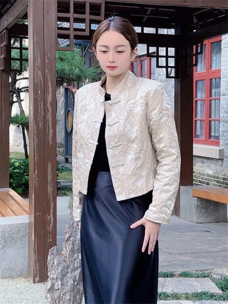 

New Chinese Style Women's Jacket with Button Design Spring 2026 Retro Unique Super Beautiful Shirt Trendy Loose Fit round Neck