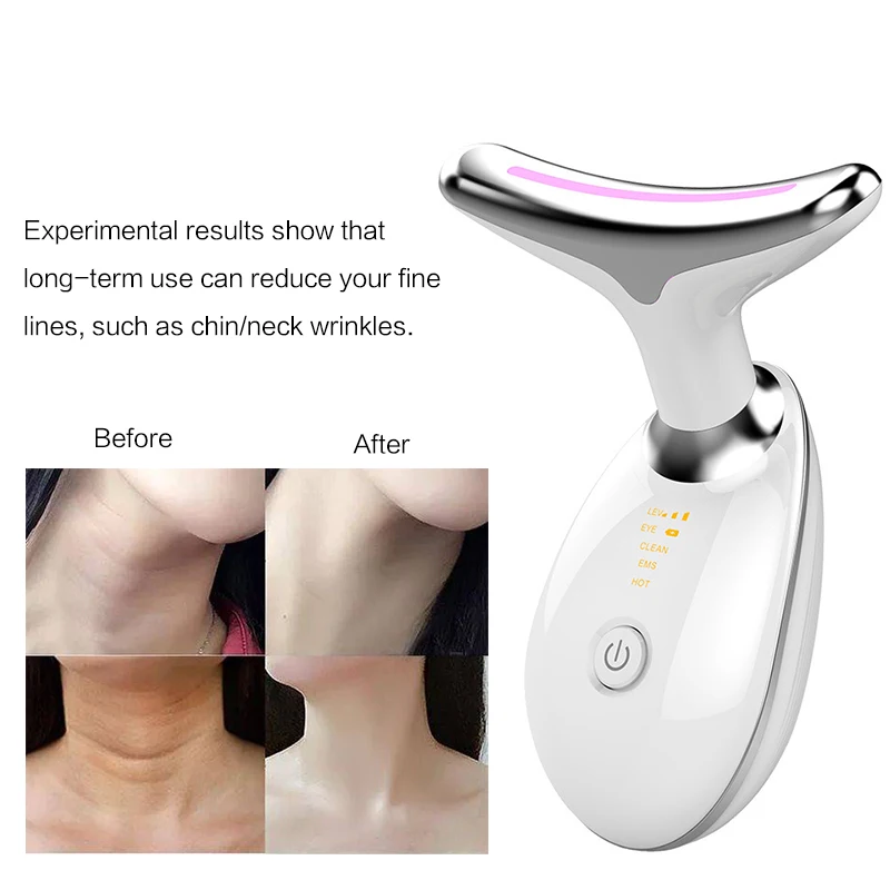 Neck Face Beauty Device Anti-wrinkle Anti-aging Reduce Puffiness Facial Device 3 Modes Neck Sonic Vibration EMS Neck Lift Device