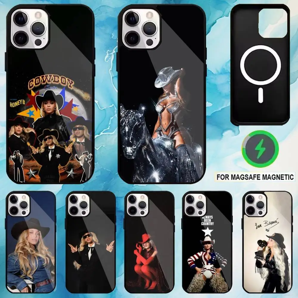 

B-Beyonce Cowboy Singer Phone Case For iPhone17,16,15,14,13,12,11 Plus,Pro Max Magnetic Magsafe Wireless Charging