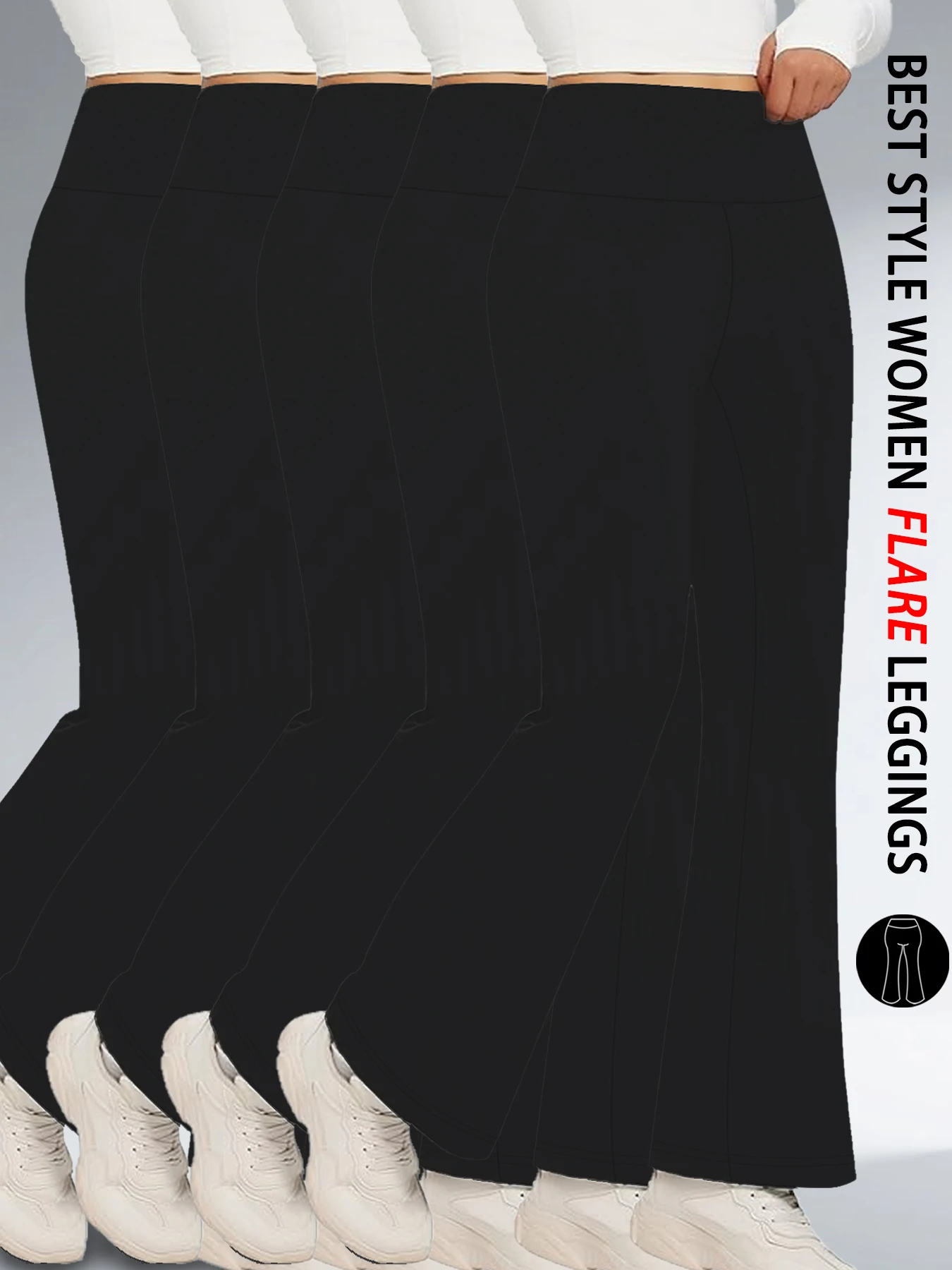 

Женские супермягкие расклешенные брюки из 5 шт., леггинсы для йоги с высокой талией и контролем живота, брюки-клеш