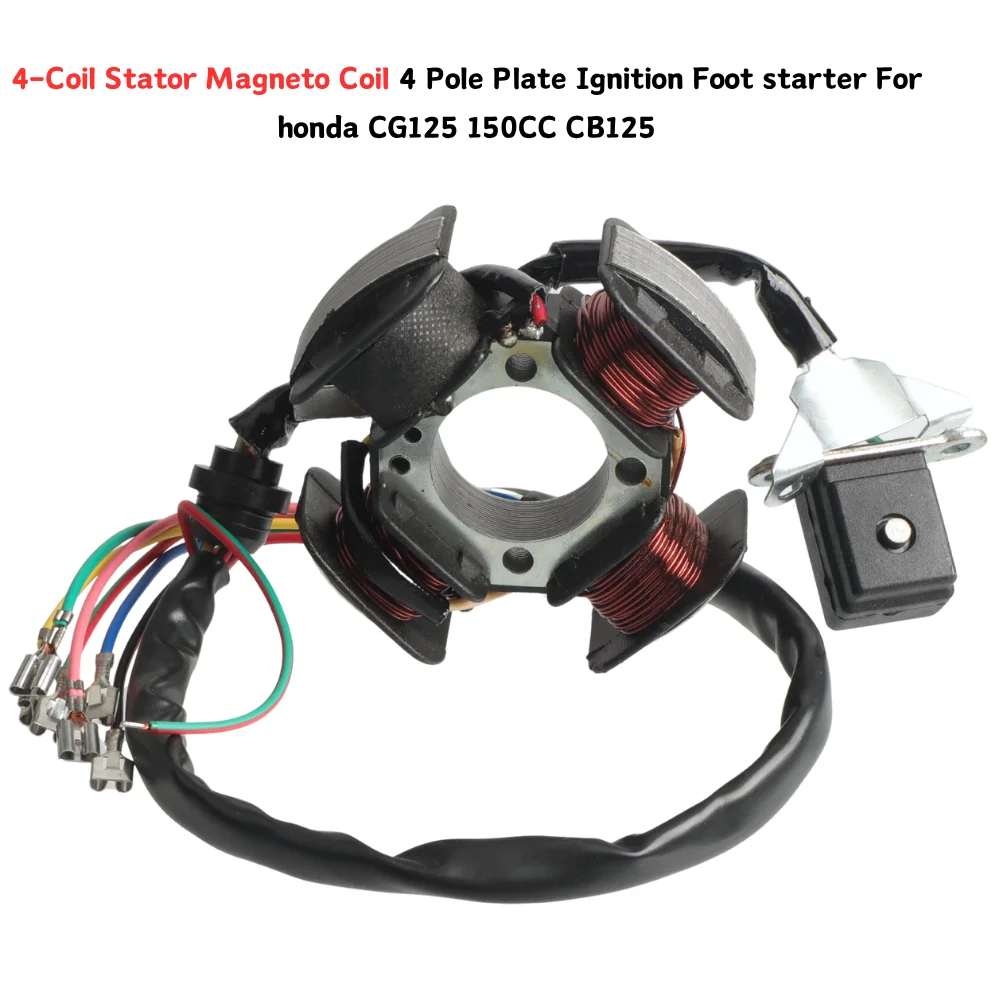 Motorcycle 4‑Poles 5‑Wire Magneto Generator Stator Coil For Honda CG125 ZJ125 CG ZJ 125 125cc Replacement Spare Parts