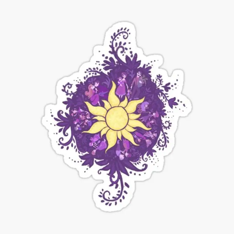 Tangled Sun Sticker for Laptop Decor Bedroom Car Cute Cartoon Art Fashionable Public Suitcase