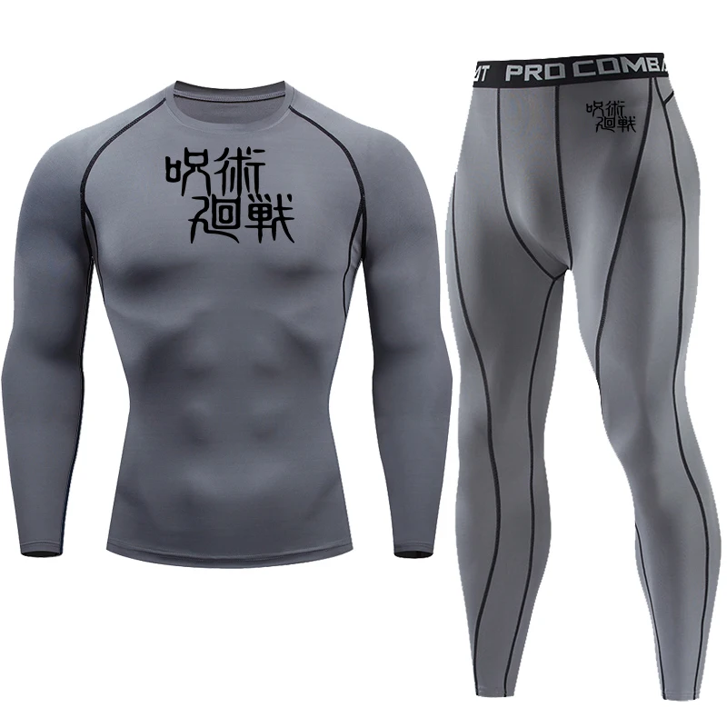 Roupas esportivas de compressão masculinas, conjunto de treinamento de fitness respirável de secagem rápida, roupas esportivas masculinas, jogging e corrida