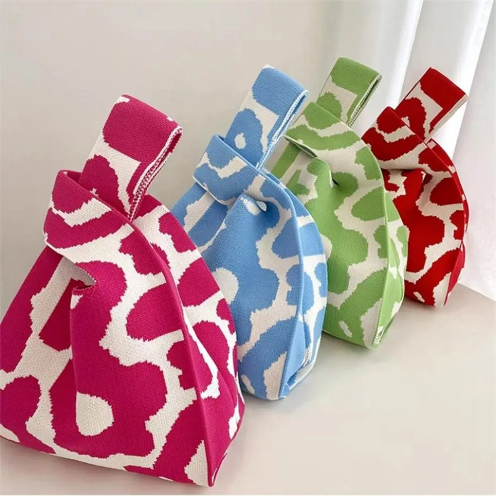 핸드백 꽃무늬 화장품 가방 프린팅 수제 쇼핑백 수납 가방 손목 가방 여성 토트백 니트 가방 숄더백