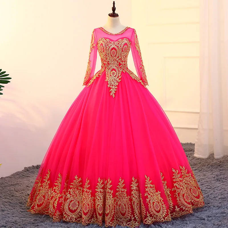 Customized Fashion Ball Gown Women Quinceanera Dresses Appliques Long Sleeves Prom Birthday Party Gowns Formal Vestido De Fiesta