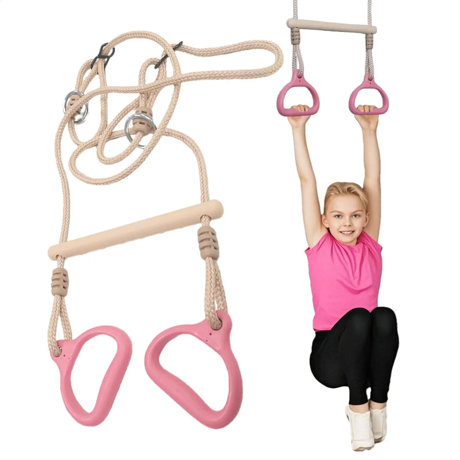 Columpio de trapezio, equipo de gimnasio, anillas, barra ajustable, sensorial, ergonómico, estable, juego para niños y adultos, patio trasero, parque infantil
