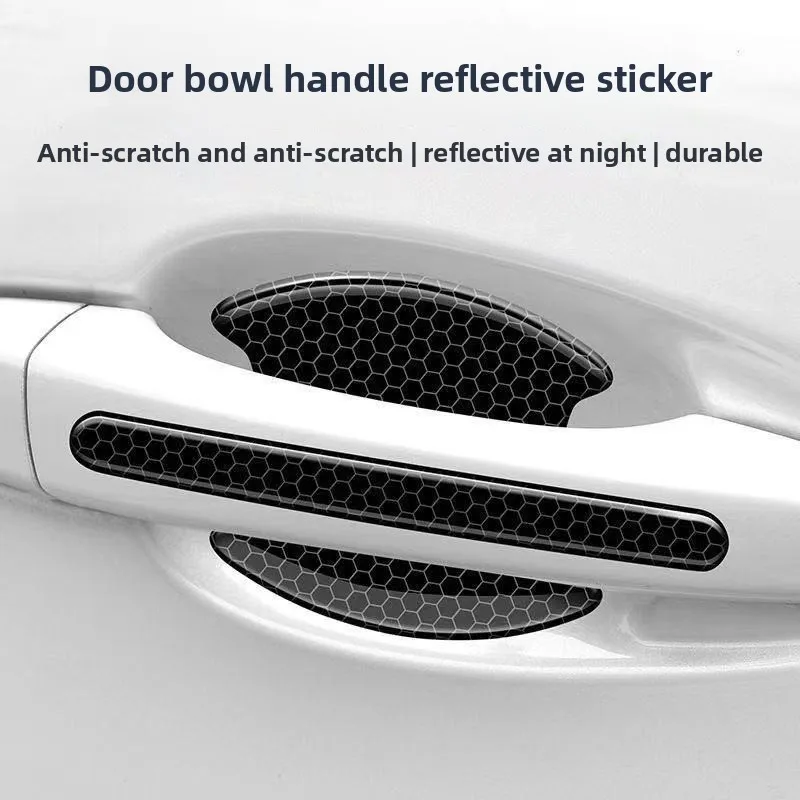 Car Door Handle Protector Scratch Proof Anti Collision Honeycomb Reflective Stickers Door Edge Guard Film for Car Exterior