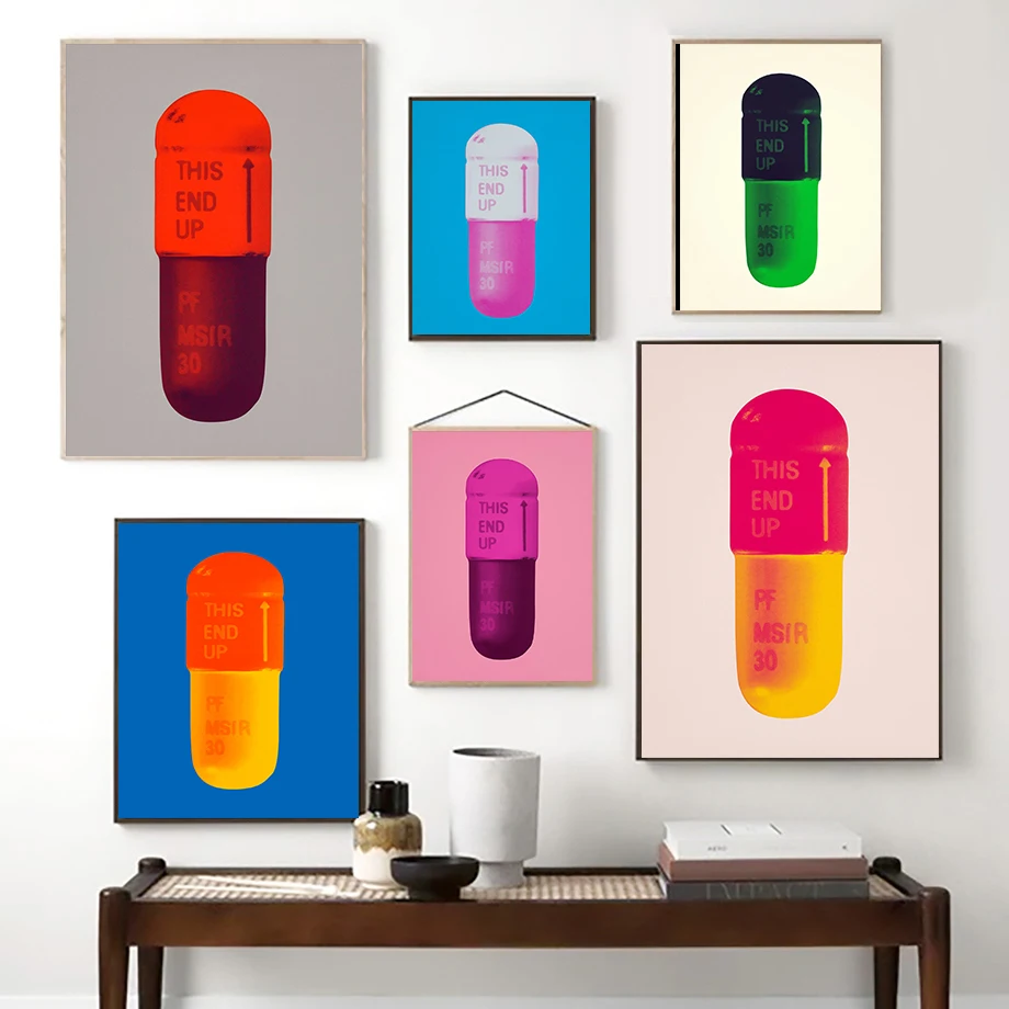 Damien Hirst Pop Art Exhibition Poster Color Pills Canvas Painting Wall Art Picture Abstract Prints Modern Museum Home Decor