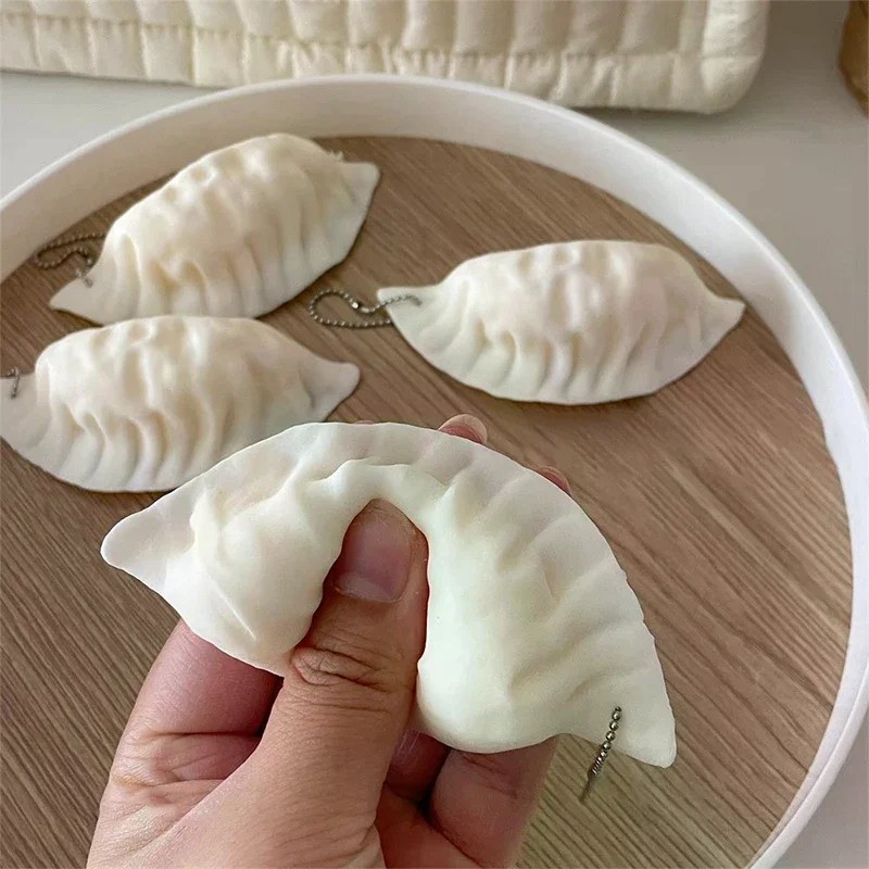 Simulation Dumplings Decompression Toy Keychain Bag Pendant Cute Antistress Relief Slow Rebound Toy